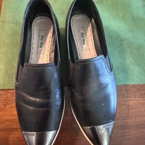 Miu Miu Black and Silver Men's Loafers